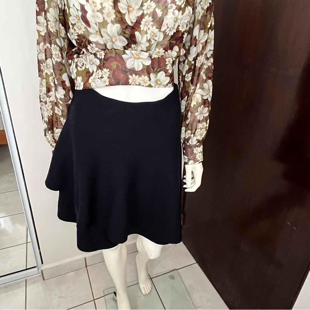 Zara Black Skater Skirt Assymetrical A Line Sz Med